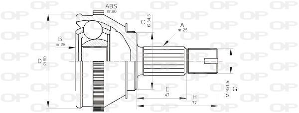 OPEN PARTS Šarnīru komplekts, Piedziņas vārpsta CVJ5093.10